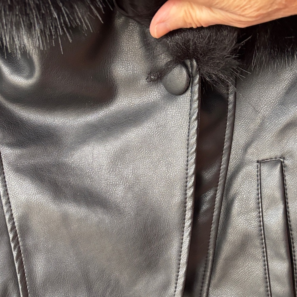 AKIRA Luxe Black Leather Jacket with Faux Fur - Picture 3 of 4